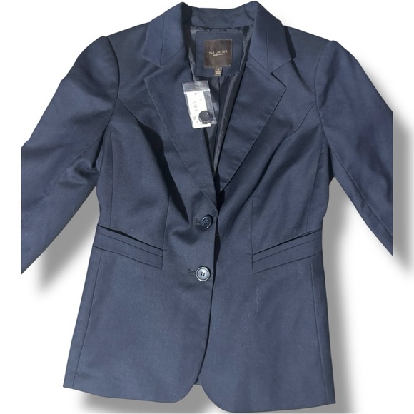 The Limited NWT Navy Blue Notched Collar 2 Button Structured Professional Blazer - Picture 12 of 16